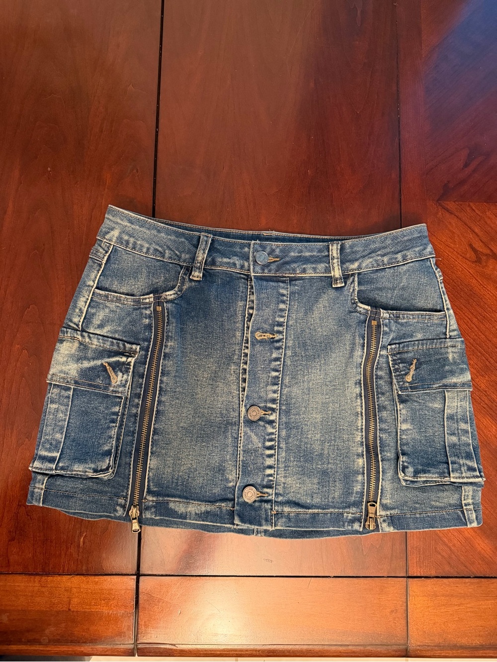 Denim Cargo Mini Skirt - Blue